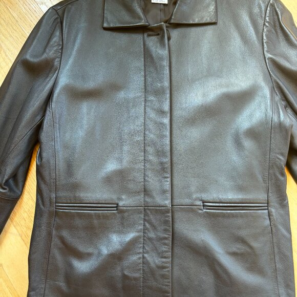 Jones New York Women's Dark Brown Leather Button-Up Jacket, Size: XL - Picture 4 of 16